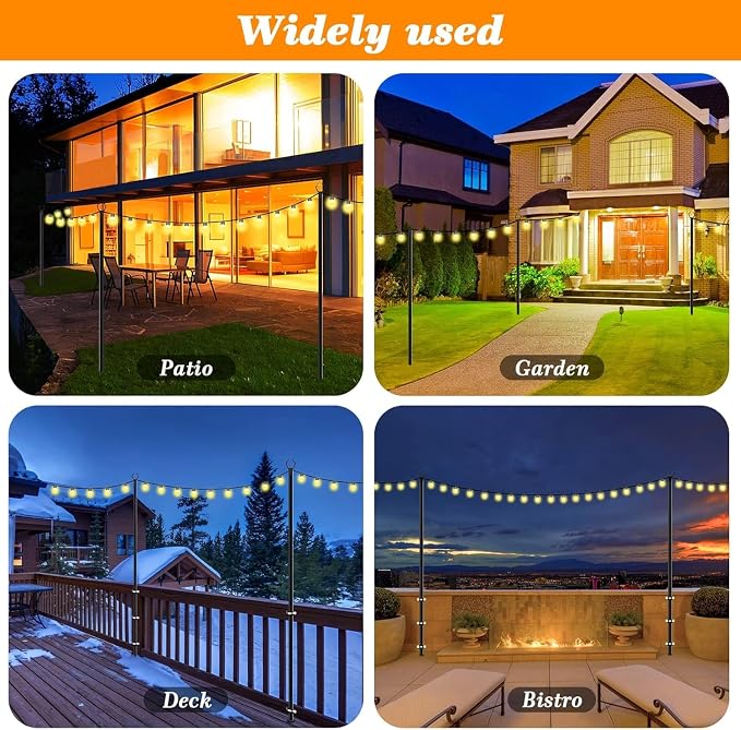 6 Pack String Light Poles, 10 Ft Light Poles - Image 3