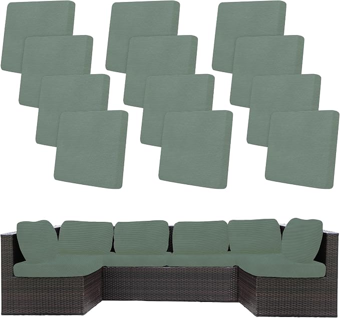 12Pcs Stretch Patio Cushion Covers, Outdoor Couch Covers Replacement, Outdoor by BIETYONE