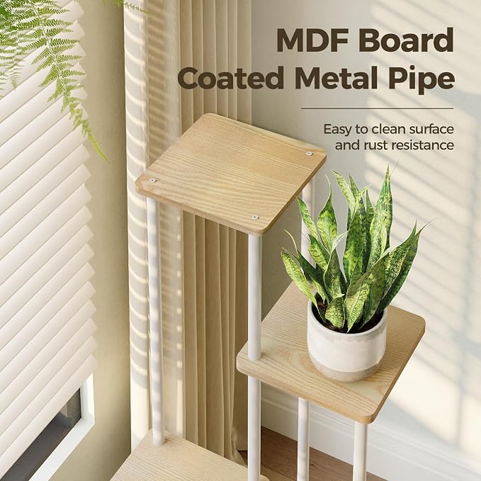 Bamworld White Plant Stand Indoor 6 Tier Metal Plant Shelf - Image 5