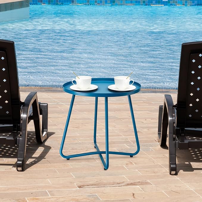 danpinera Outdoor Side Tables, Weather Resistant Steel Patio Side Table - Image 7