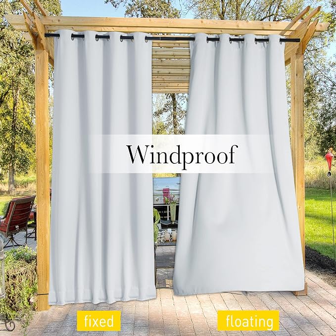 NICETOWN 2 Panels Outdoor Curtains Waterproof Extra Long 95" - Image 4