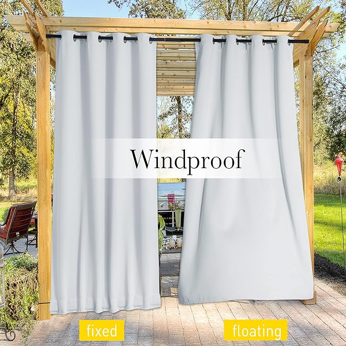 NICETOWN 2 Panels Fixed Outdoor Curtains Waterproof - Image 6