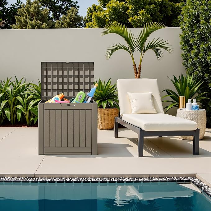 Flamaker Resin Deck Box 40 Gallon Waterproof Outdoor Indoor Storage Box - Image 2