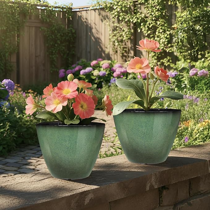 4 Pack 8 inch Plant Pots, Plastic Planter - Image 6