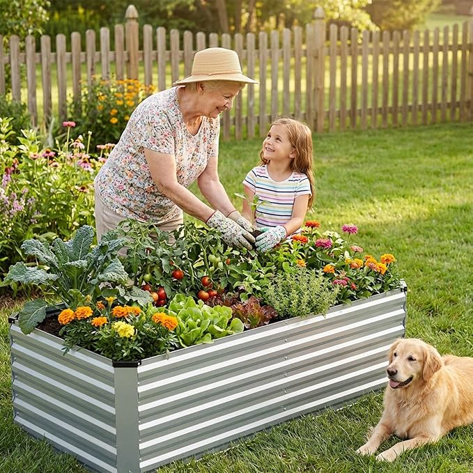 INNO STAGE 6x3x2ft Galvanized Raised Garden Bed, Raised Garden Bed Kit-Metal - Image 3