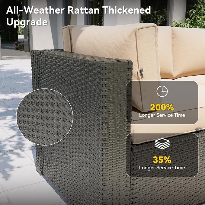 Aoxun Patio Furniture Set, 11 Piece Outdoor Sectional Sofas - Image 4