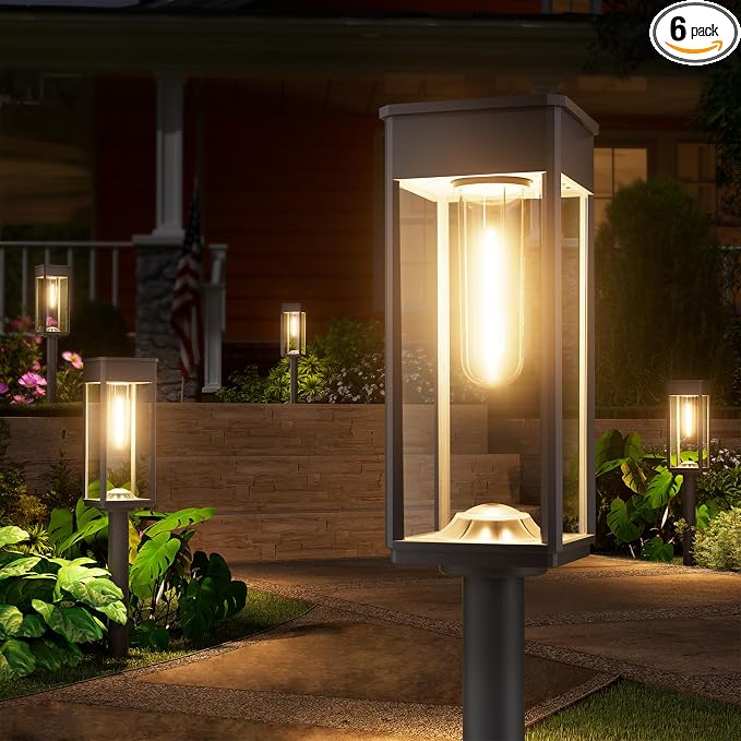 Bright Solar Pathway Lights Outdoor, 6 Pack IP65 Waterproof Solar Garden Lights by NEWMESSI