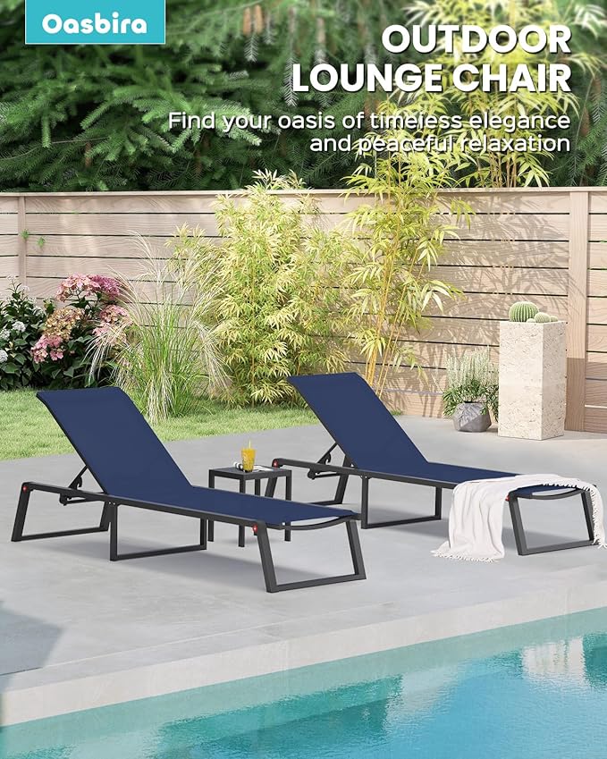Aluminum Chaise Lounge Outdoor Set of 2, Foldable & Assembly Free Patio Pool - Image 6