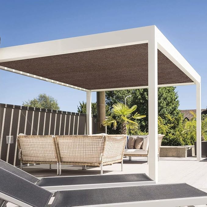 Eden's Decor Straight Flat-Edged Sun Shade Sail Rectangular 8' x 13' Brown - Image 6