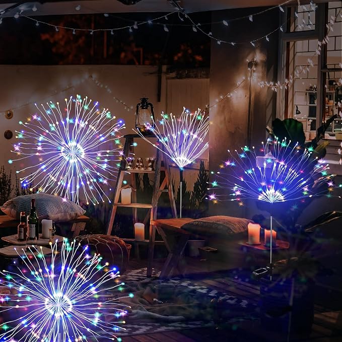 JJGoo Solar Firework Lights, 2 Pack 150 LEDs 2 Lighting Modes Solar Lights - Image 7