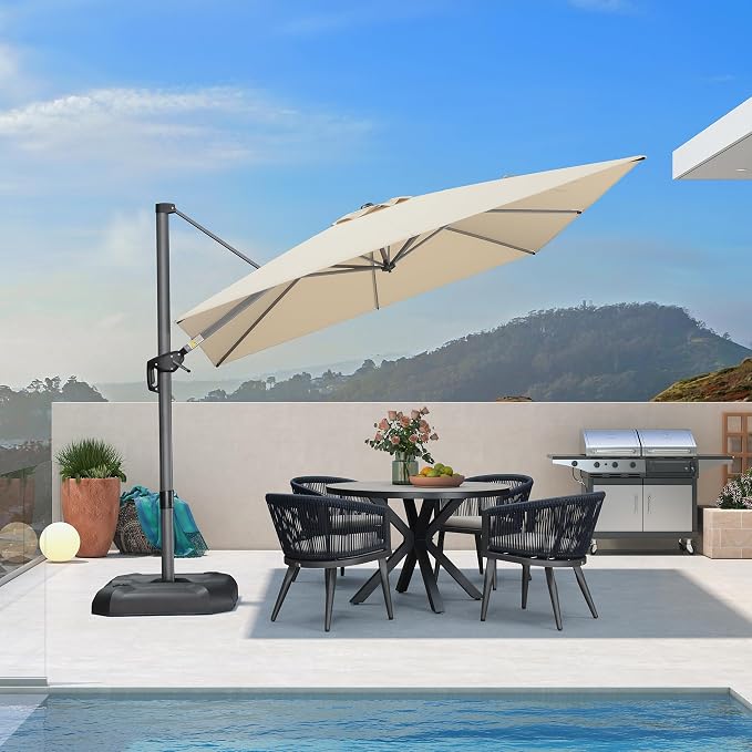 PURPLE LEAF 9 Feet Patio Umbrella Outdoor Cantilever Square Umbrella Aluminum - Image 9