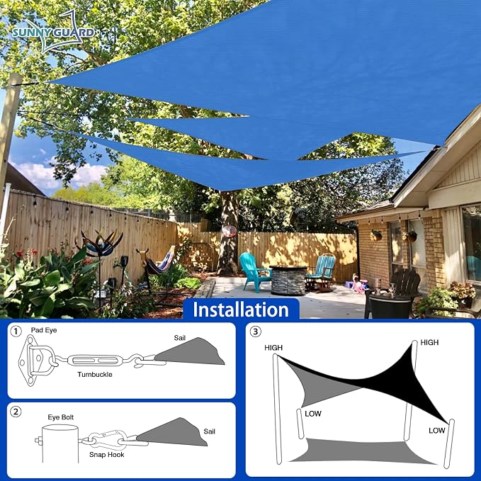 SUNNY GUARD Sun Shade Sail 12'x12'x12' Triangle Silver Grey UV Block Sunshade - Image 5