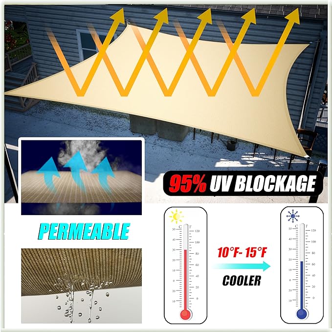 Amgo Custom Size 25' x 25' x 25' Black Triangle Sun Shade Sail Order to Make - Image 4