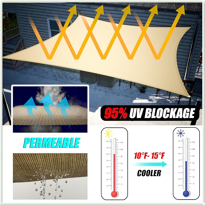 Amgo Custom Size 17' x 17' x 24' Black Right Triangle Sun Shade Sail UPF50+ - Image 5
