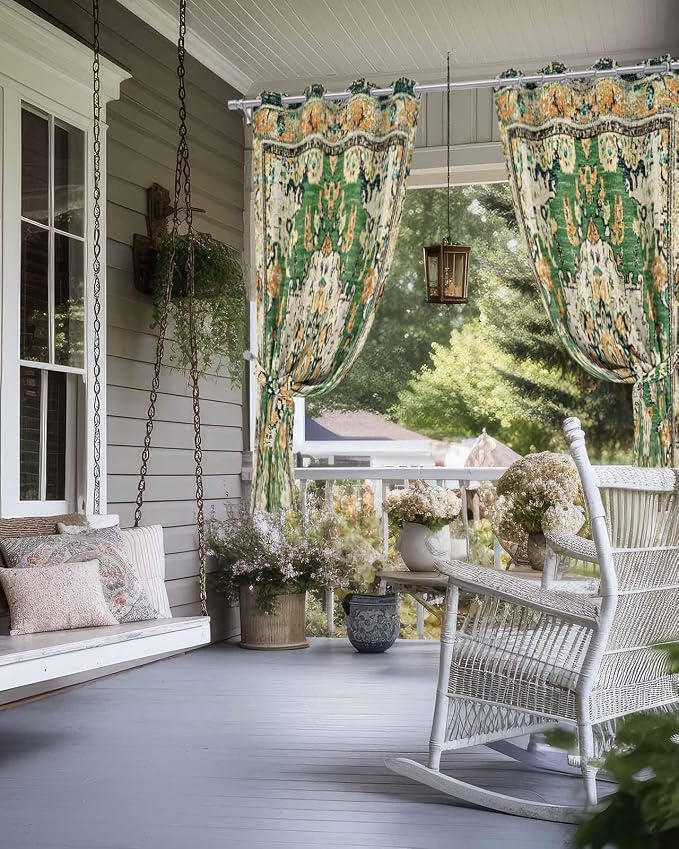 Ombre Green Boho Outdoor Curtains - Image 4