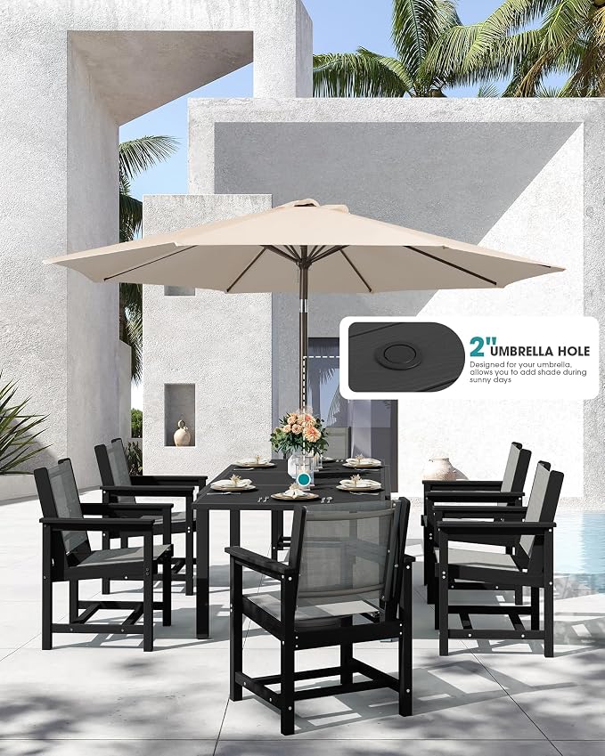 SERWALL 7-Piece Patio Dining Sets, All Weather HDPE Patio Furniture Set - Image 3