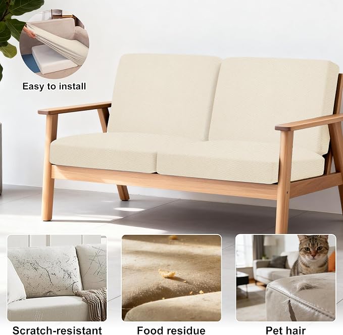 4Pcs Patio Stretch Cushion Covers, Outdoor Sofa Replacement Cover Slipcovers - Image 4
