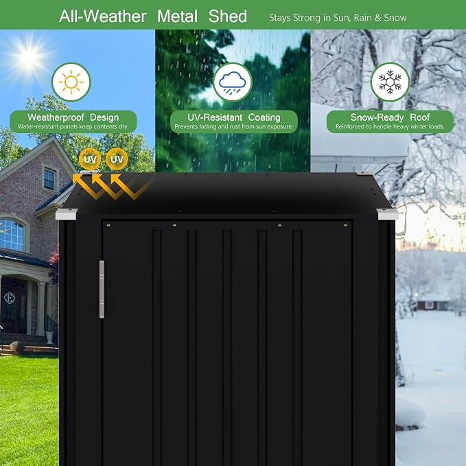 Devoko 22 Cuft Lockable Metal Storage Shed, Vertical Indoor Outdoor Tool Cabinet - Image 4
