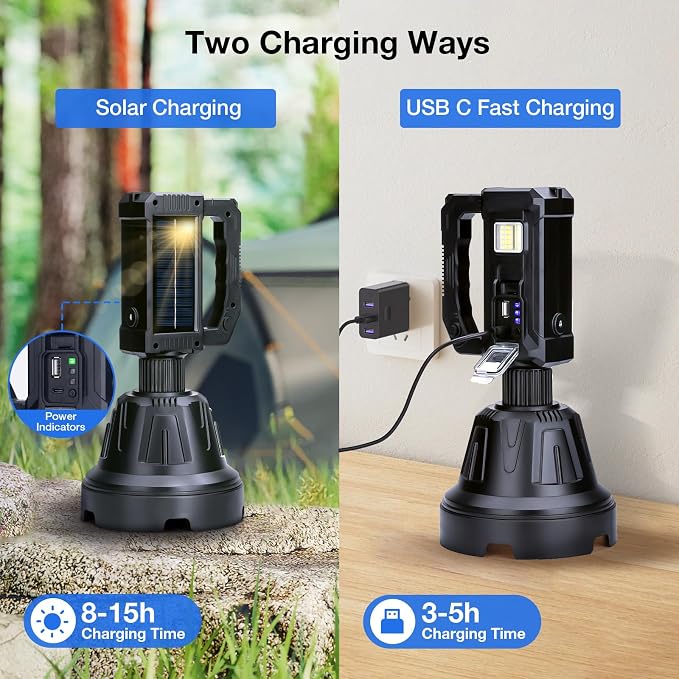 Solar Rechargeable Spotlight 3, 000L High Lumens, Super Bright Led Spot Lights - Image 3