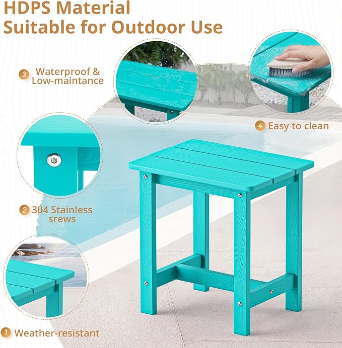 LUE BONA Outdoor Side Table Set of 2, HDPS Small Outdoor Table, Adirondack Side - Image 6