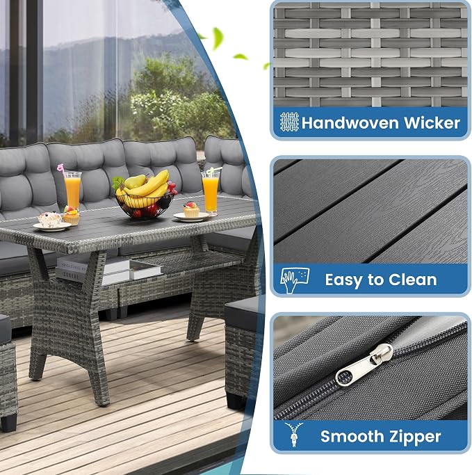 6-Piece Patio Furniture Set, Outdoor Sectional Sofa - Image 2