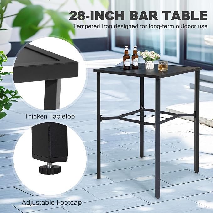 NUU GARDEN 3-Piece Outdoor Swivel Bar Set, All-Weather Textilene High Bistro - Image 5
