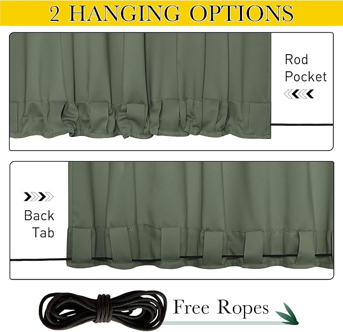 NICETOWN 2 Panels Weighted Blackout Outdoor Curtains - Image 3