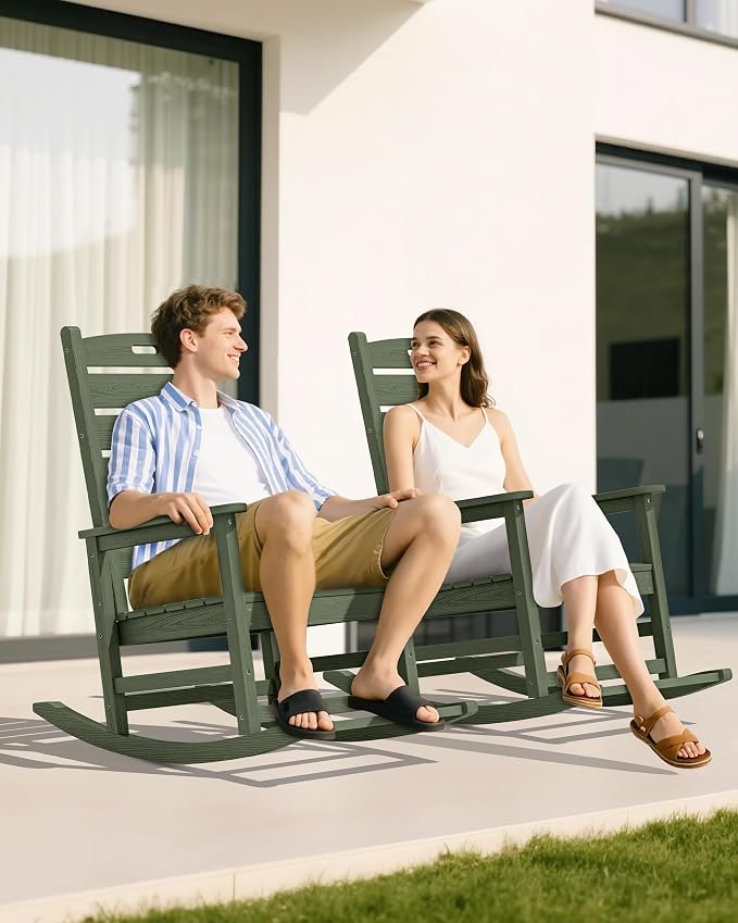 SERWALL Outdoor Rocking Chair, Oversized Rocking Chair - Image 8