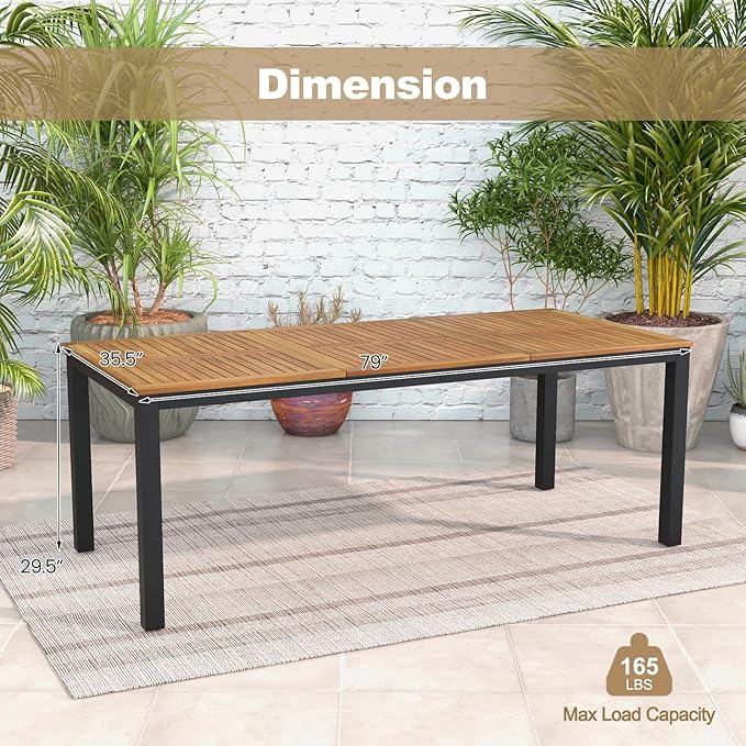 Tangkula 79" Acacia Wood Outdoor Dining Table - Image 8