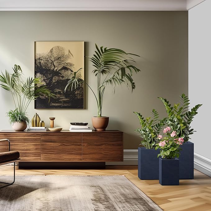 Kante 18.5", 12.6" H Tall Rectangular Concrete Planters Set of 3, Outdoor - Image 5