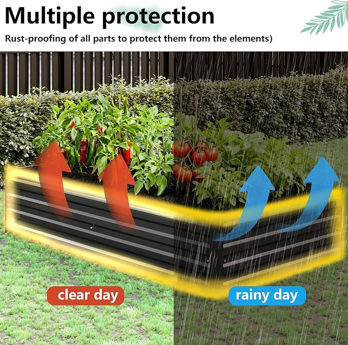 Vengarus 8x4x1FT Galvanized Raised Garden Bed Kit, Outdoor Metal Planter Box - Image 6