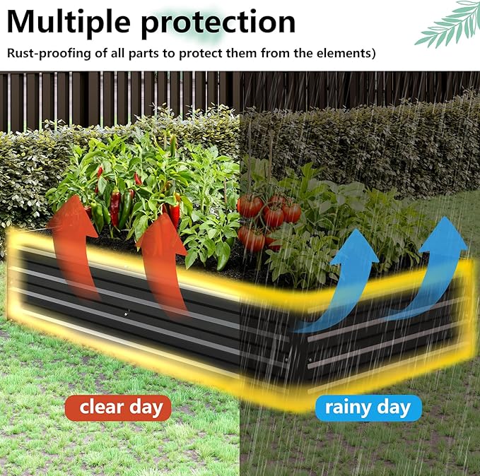 Vengarus 10x3x1FT Galvanized Raised Garden Bed Kit, Outdoor Metal Planter Box - Image 5
