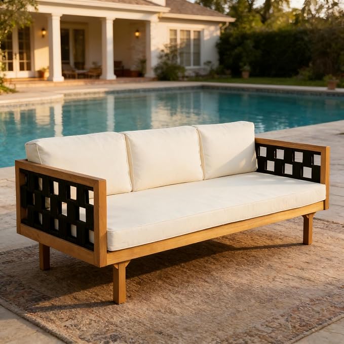 Christopher Knight Home Rosie Acacia Wood Outdoor Daybed Sofa - Image 6