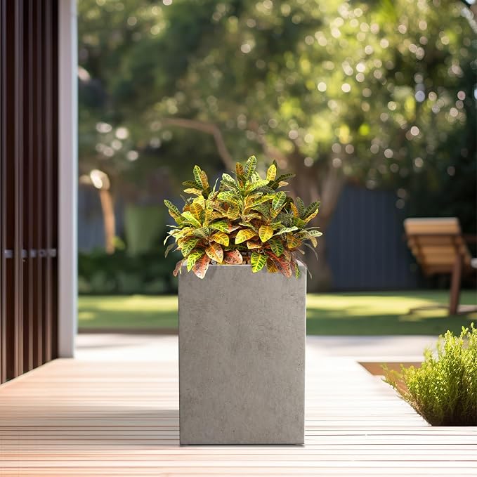 Kante 12.6" H Tall Rectangular Concrete Planters, Outdoor Indoor Lightweight - Image 6