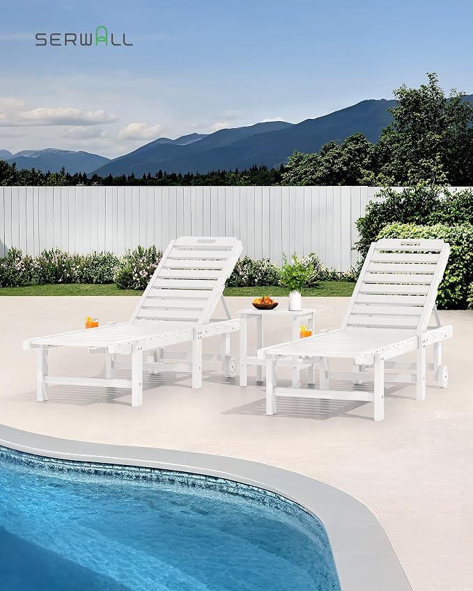 SERWALL Outdoor Chaise Lounge Set of 6, HDPE Pool Lounge Chair - Image 6