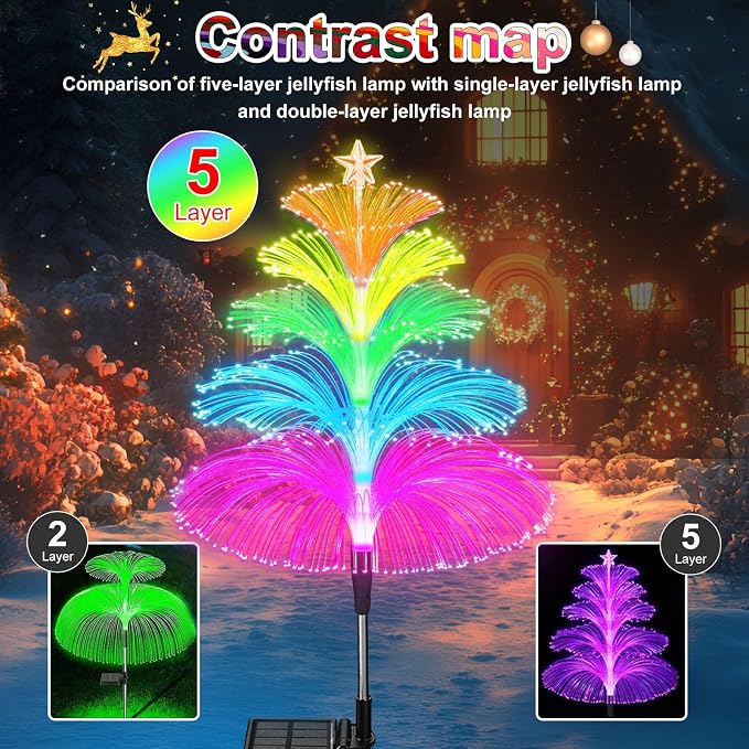 Solar Garden Lights Waterproof 3 Pack 7 Color Changing Outdoor Decorative - Image 3