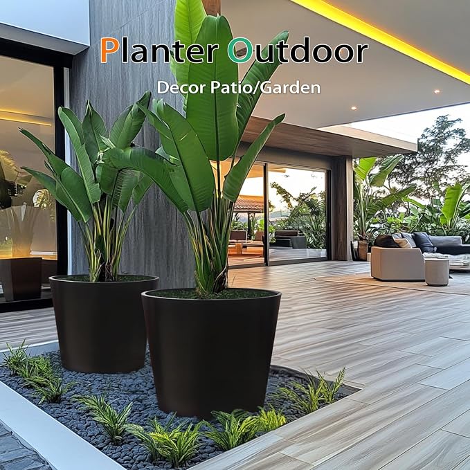 Wide Planters for Outdoor Plants, Extra Large Indoor Flower Pots for Garden - Image 4