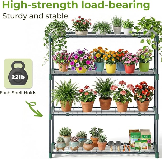 Ohuhu Plant Greenhouse Shelves 4 Tier 2 Pack Extra-Wide Stable Green House - Image 4