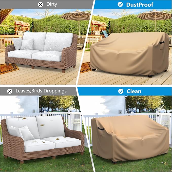 Heavy Duty Patio Sofa Cover, Mrrihand 2-Seater Outdoor Sofa Loveseat Cover - Image 5