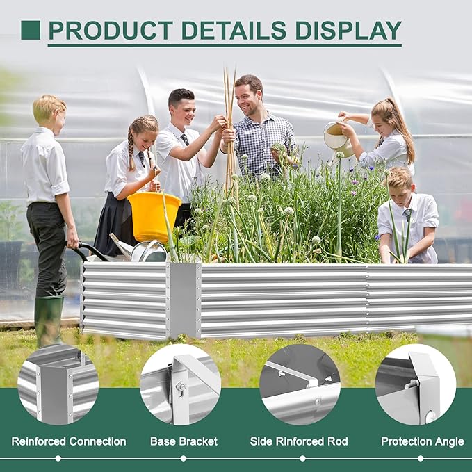 Land Guard 8×4×2 ft Galvanized Raised Garden Bed Kit, Galvanized Planter Raised - Image 5
