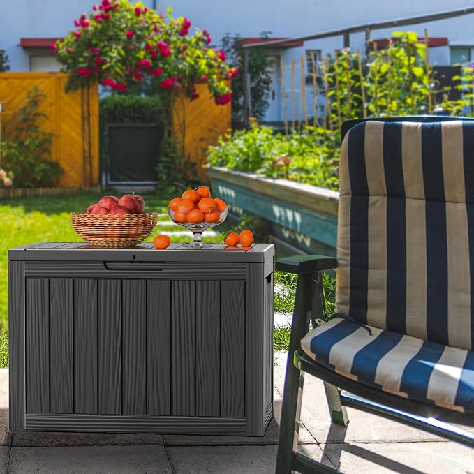 45 Gallon Waterproof Outdoor Storage Box, Resin Deck Box, Lockable Outside - Image 4