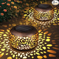 Solar Lanterns Outdoor Waterproof Decor: 2 Pack Red Copper Hollow Out Retro by NFEVER