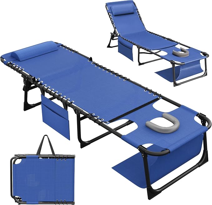 Devoko Beach Lounge Chair, Outdoor Sun Tanning Chair by DEVOKO