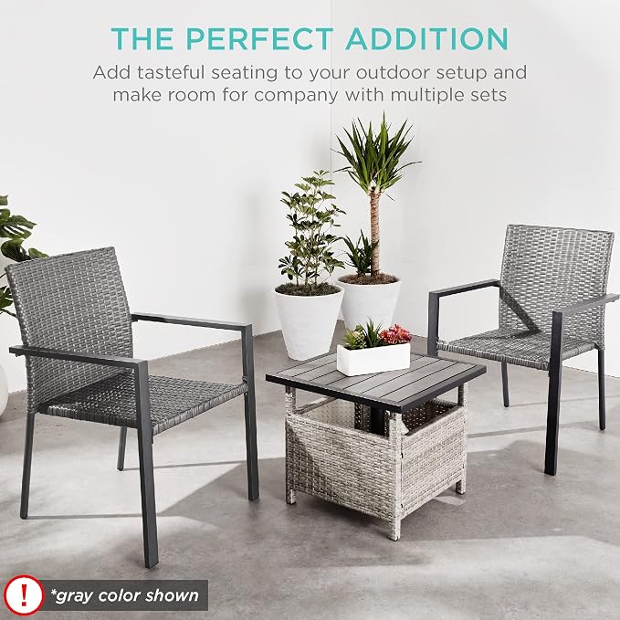 Best Choice Products Set of 2 Stackable Outdoor Wicker Dining Chairs - Image 7