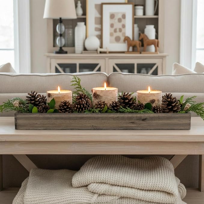 Dandat 1 Set Wood Boxes for Centerpieces 28 x 5 Inch Rectangle Wooden Planter - Image 5