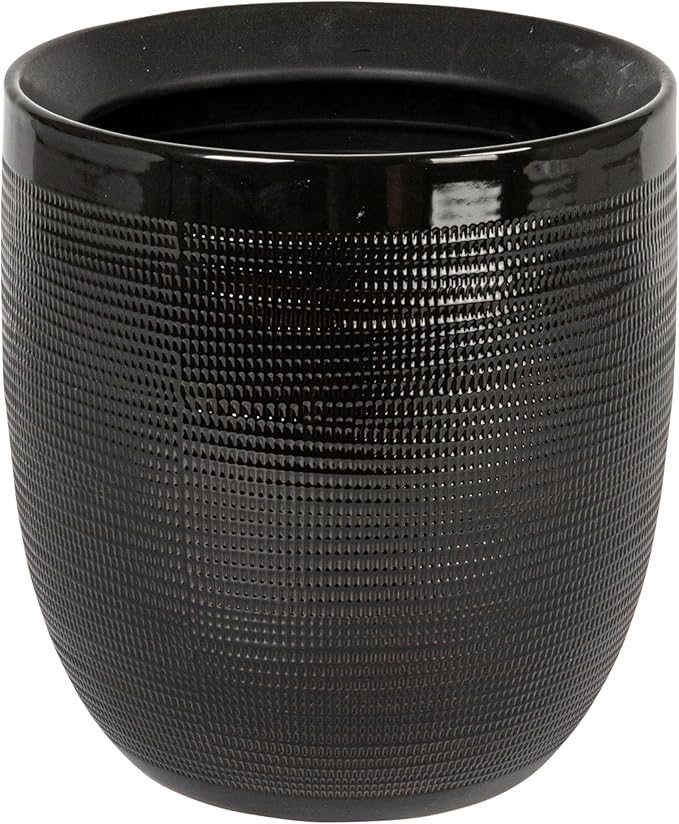 Creative Co-Op Embossed Textured Stoneware Planter, Matte Black by CreativeCo-Op