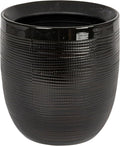 Creative Co-Op Embossed Textured Stoneware Planter, Matte Black by CreativeCo-Op