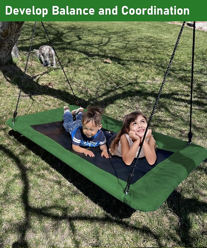 60" Retangular Tree Swing for Kids & Adults, Adjustable Platform Swing - Image 7