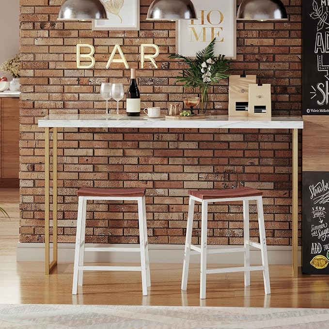 HOOBRO Bar Stools, 23.6 Inch Saddle Stools, Kitchen Counter Seat - Image 6