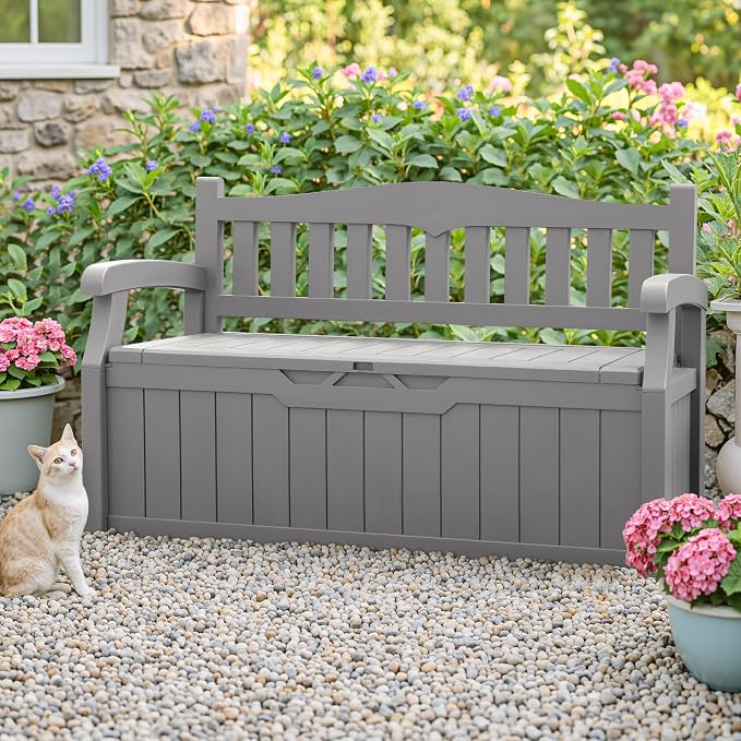 Homall 75 Gallon Outdoor Storage Benches Lockable Deck Box - Image 2